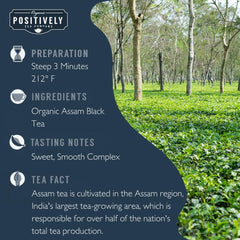 Organic Positively Tea hojas textura cercana mostrando calidad