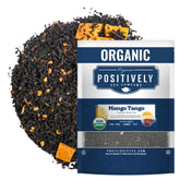 Positively Tea mango tango frente del empaque muestra formato y atractivo