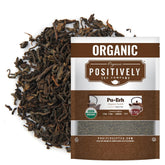 Organic Positively Tea paquete frontal mostrando 16 oz y certificaciones orgánicas