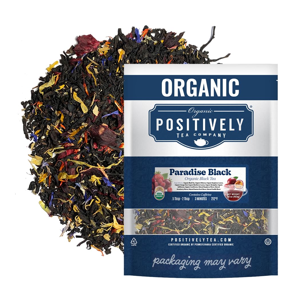 Organic Positively Tea vista frontal del empaque, garantía de calidad