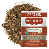 Organic Positively Tea frontal del envase mostrando 16 oz y beneficio orgánico