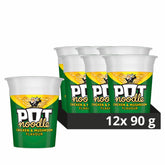 Pot Noodle vista frontal del envase mostrando la marca y beneficio práctico
