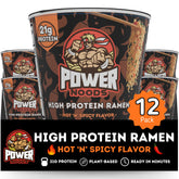 Power Noods vista frontal del vaso mostrando marca y diseño como ventaja visual