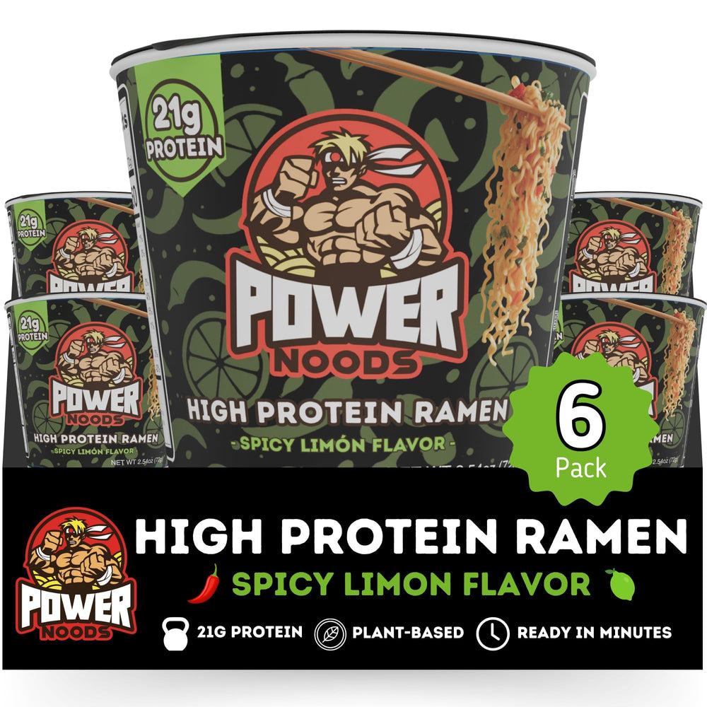 Power Noods vaso frontal mostrando el diseño y conveniencia rápida
