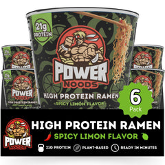 Power Noods vaso frontal mostrando el diseño y conveniencia rápida