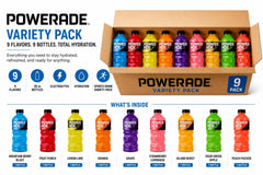 POWERADE botella en gimnasio junto a toalla y pesas para hidratación