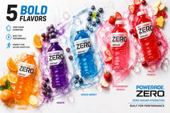 POWERADE Zero detalle de la etiqueta y textura para fácil agarre