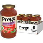 Prego salsa tradicional frente con etiqueta visible y sabor casero