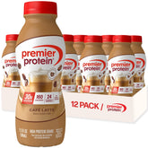 Premier Protein botella frontal Café Latte mostrando diseño y tamaño, ideal para llevar