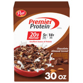 Premier Protein caja 30 oz frente muestra paquete y conveniencia