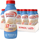 Premier Protein botella frontal mostrando etiqueta y beneficio práctico