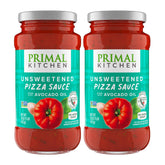 Primal Kitchen frasco frontal del pack de salsa roja, ideal para pizzas caseras