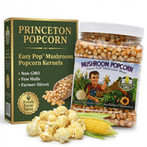 Princeton Popcorn paquete frontal mostrando tamaño y marca, ideal rendimiento