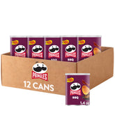Pringles lata frontal BBQ mostrando diseño y conveniencia