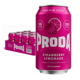 proda lata frente fresa limonada muestra sabor refrescante