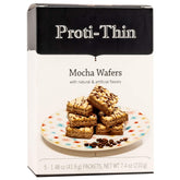 Proti-Thin empaquetado frontal con diseño mocha y proteína visible