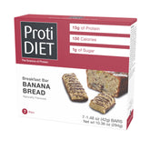 ProtiDIET empaque frontal de Banana Bread mostrando diseño y porciones