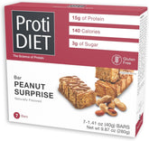 ProtiDIET vista frontal del empaque que destaca 15g proteína y 7 barras