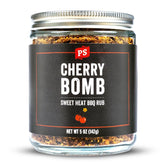 PS Seasoning frasco Cherry Bomb al frente mostrando el envase y atractivo visual