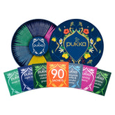 Pukka caja frontal 90 bolsitas mostrando la variedad y facilidad de uso