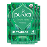 Pukka caja frontal mostrando 80 bolsitas y diseño orgánico, ofrece conveniencia
