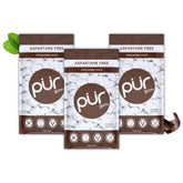 PUR Gum bolsa frontal Chocolate Mint mostrando 55 piezas y beneficio conveniencia