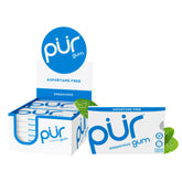 PUR Gum frente del paquete Peppermint mostrando diseño y cantidad 108