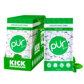 PUR Gum frente del empaque mostrando el logotipo y sabor spearmint, ideal para identificar producto