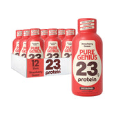 Pure Genius frontal del envase fresa guayaba mostrando diseño y conveniencia
