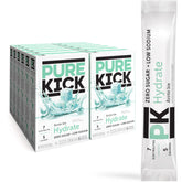 Pure Kick frente del paquete Arctic Ice mostrando 72 sobres y beneficio de abastecimiento