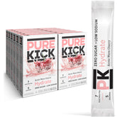 Pure Kick caja frontal Arctic Wave Cherry mostrando 72 sobres y beneficios