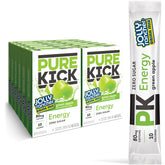 PURE KICK frontal del empaque mostrando 12 cajas y beneficio práctico