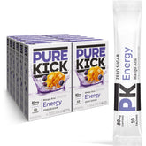 PURE KICK frente del empaque mostrando cajas y cantidad, conveniente y portable