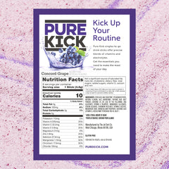 Pure Kick sobre abierto con polvo morado, visualizando textura y disolución fácil