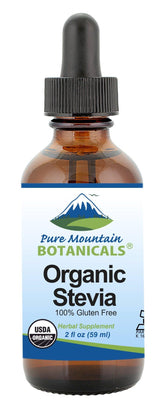 Pure Mountain frasco frontal mostrando etiqueta orgánica y vidrio