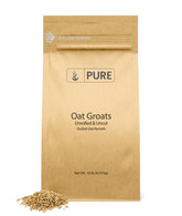 Pure Original Ingredients paquete frontal de oat groats 10 lb con utilidades en cocina
