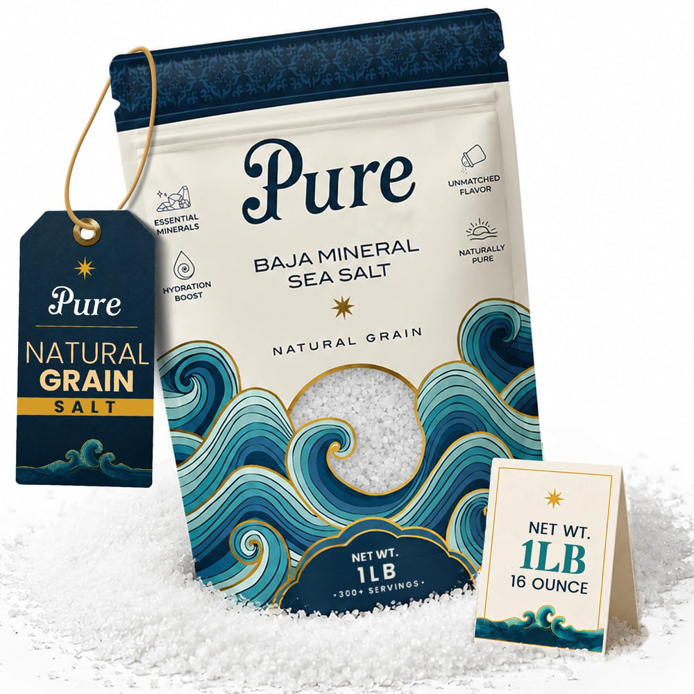 Pure Sea Salts frente del envase mostrando presentación natural y uso fácil