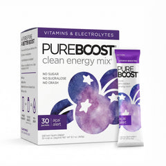 Pureboost frente del empaque mostrando 30 sobres y marca visible como opción portable