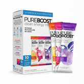 Pureboost frente del empaque mostrando 10 sobres y beneficios claros