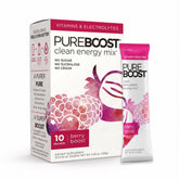 Pureboost caja frontal Berry Boost mostrando diseño y dosis