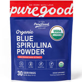 PureGood espirulina azul vista frontal, color natural vibrante