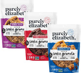Purely Elizabeth paquete frontal mostrando las tres bolsas y variedad de sabores