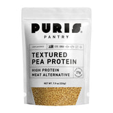 PURIS empaque frontal de Textured Pea Protein mostrando información de proteína