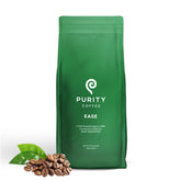 PURITY COFFEE bolsa frente que muestra el empaque y frescura