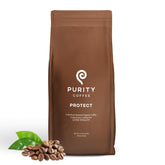PURITY COFFEE paquete frontal 5 lb mostrando la marca y diseño, conveniencia y frescura