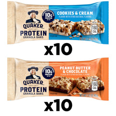 Quaker barra abierta Peanut Butter & Chocolate mostrando relleno sabroso