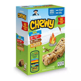 Quaker paquete frontal con 60 barritas Chewy mostrando variedad, opción familiar conveniente
