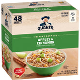 Quaker empaque delantero mostrando 48 sobres y beneficio de porciones prácticas