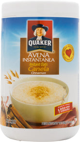 Quaker empaque frontal mostrando el logo y beneficios rápidos