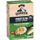Quaker empaque frontal mostrando sabor manzana canela y proteína